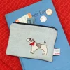 Poppy Treffry Jack Russell  Embroidered Flat Coin Purse- Storage|Bags