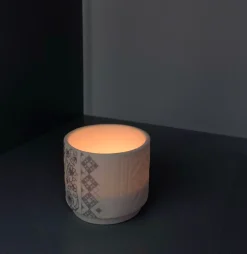 Alex Allday Jasmine Ceramic Small Footed Tea Light Holder- Tea|Home Fragrance