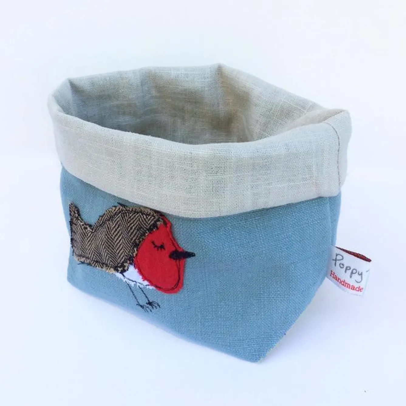 Poppy Treffry Jolly Robin Embroidered Small Storage Pot- Storage