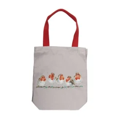 Wrendale Designs Jolly Robins Canvas Tote Bag- Christmas|Pets
