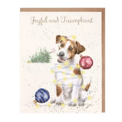 Wrendale Designs 'Joyful and Triumphant' Jack Russell Christmas Greeting Card- Christmas Cards|Seasonal Decor