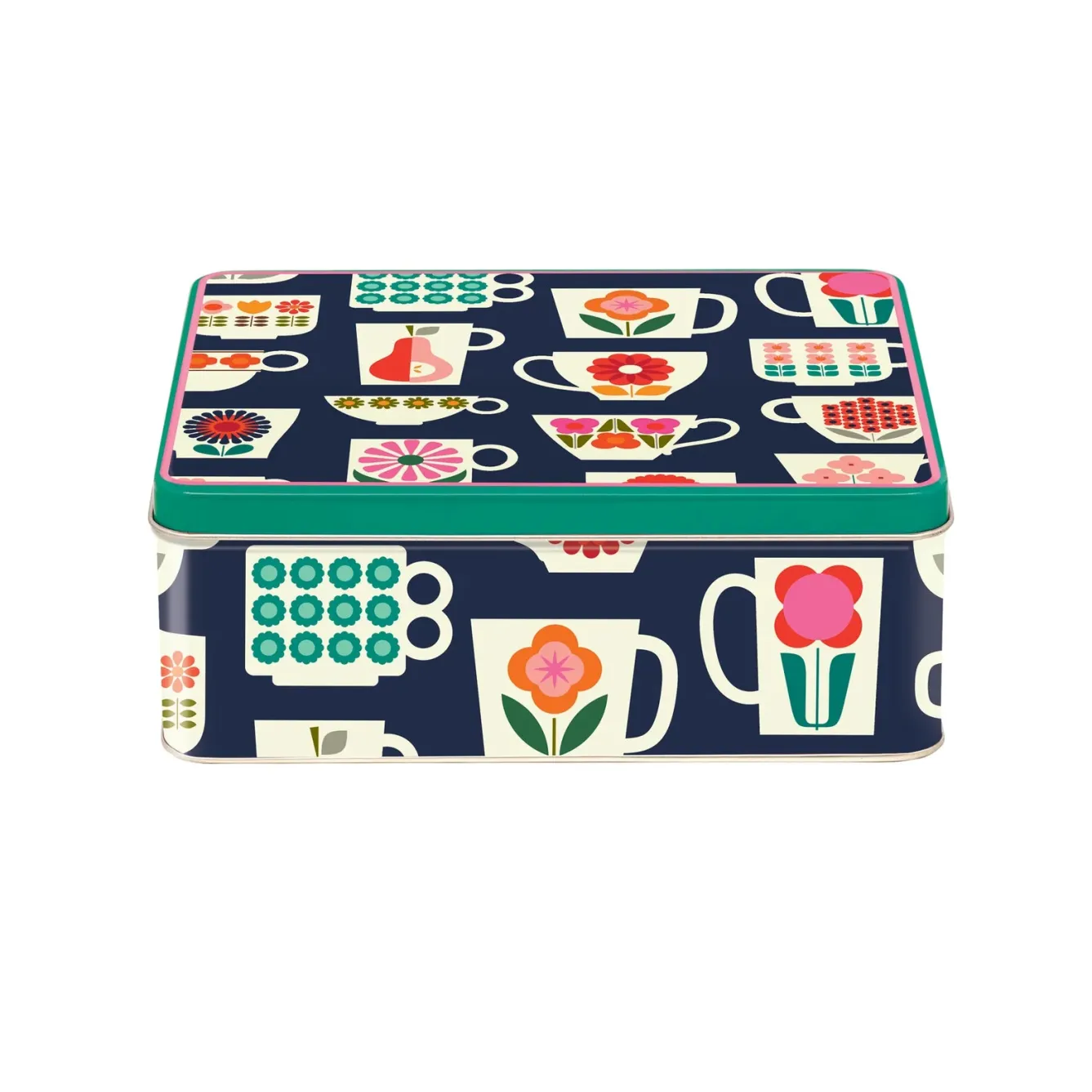 Elite Tins Kate Rhees Teacup Deep Rectangular Tin- Storage