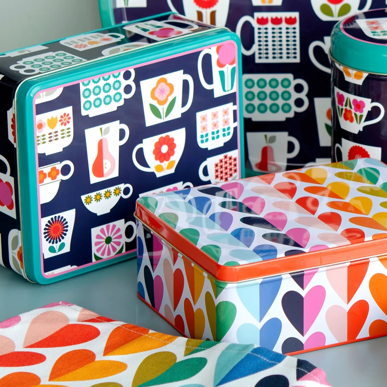 Elite Tins Kate Rhees Teacup Deep Rectangular Tin- Storage