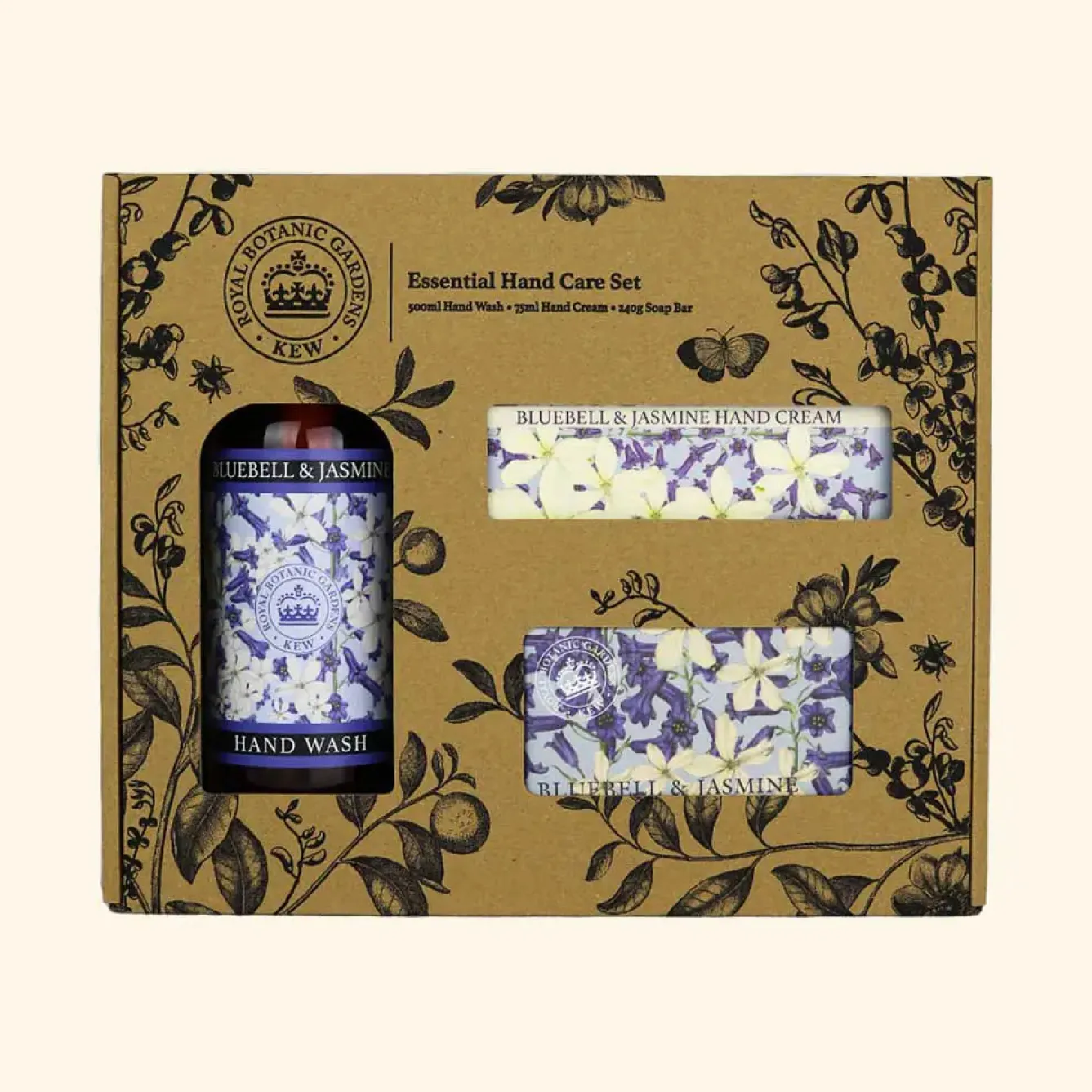 English Soap Company Kew Gardens Bluebell & Jasmine Essential Hand Care Gift Box- Soaps & Lotions
