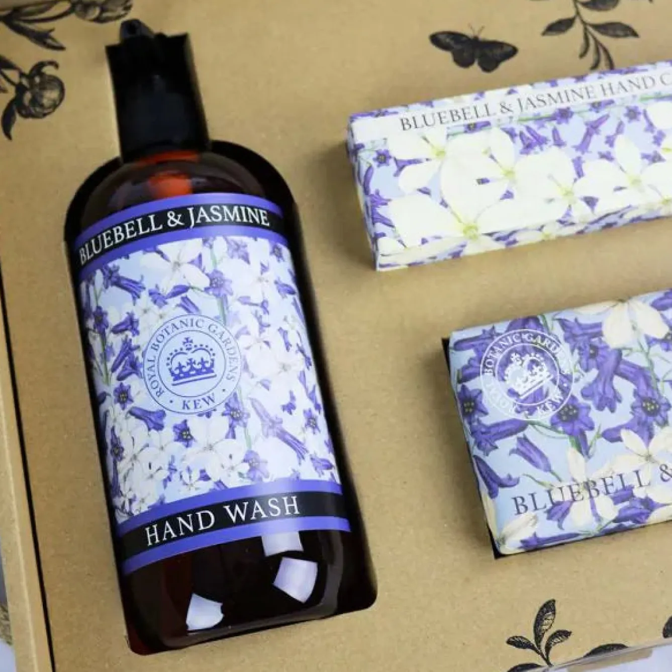 English Soap Company Kew Gardens Bluebell & Jasmine Essential Hand Care Gift Box- Soaps & Lotions