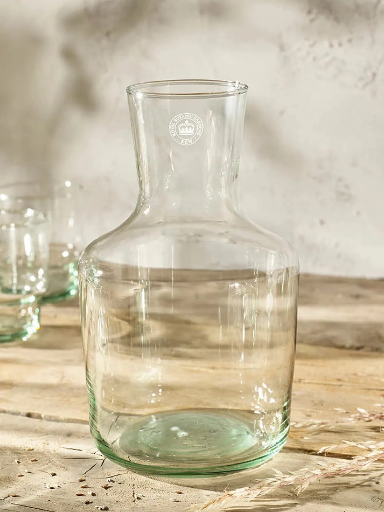 Kew Gardens Living Gardens Recycled Carafe with Etched Logo- Glassware