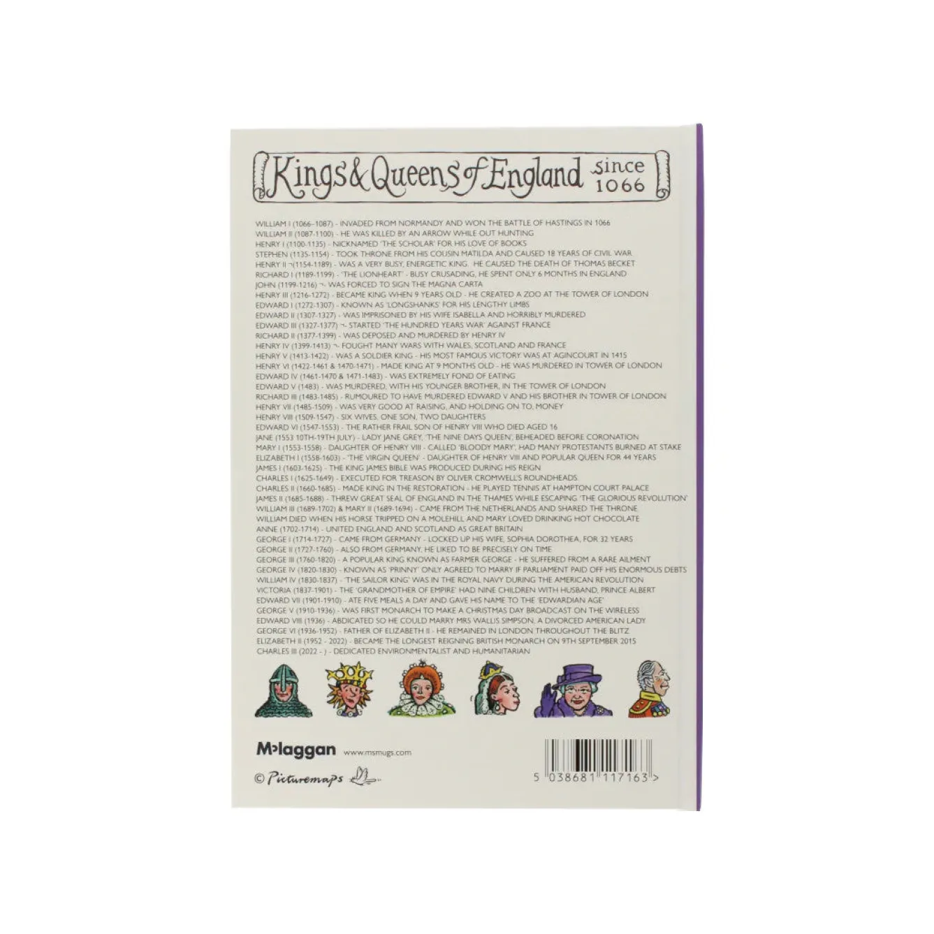 Picturemaps Kings & Queens of England A5 Notebook- Stationery