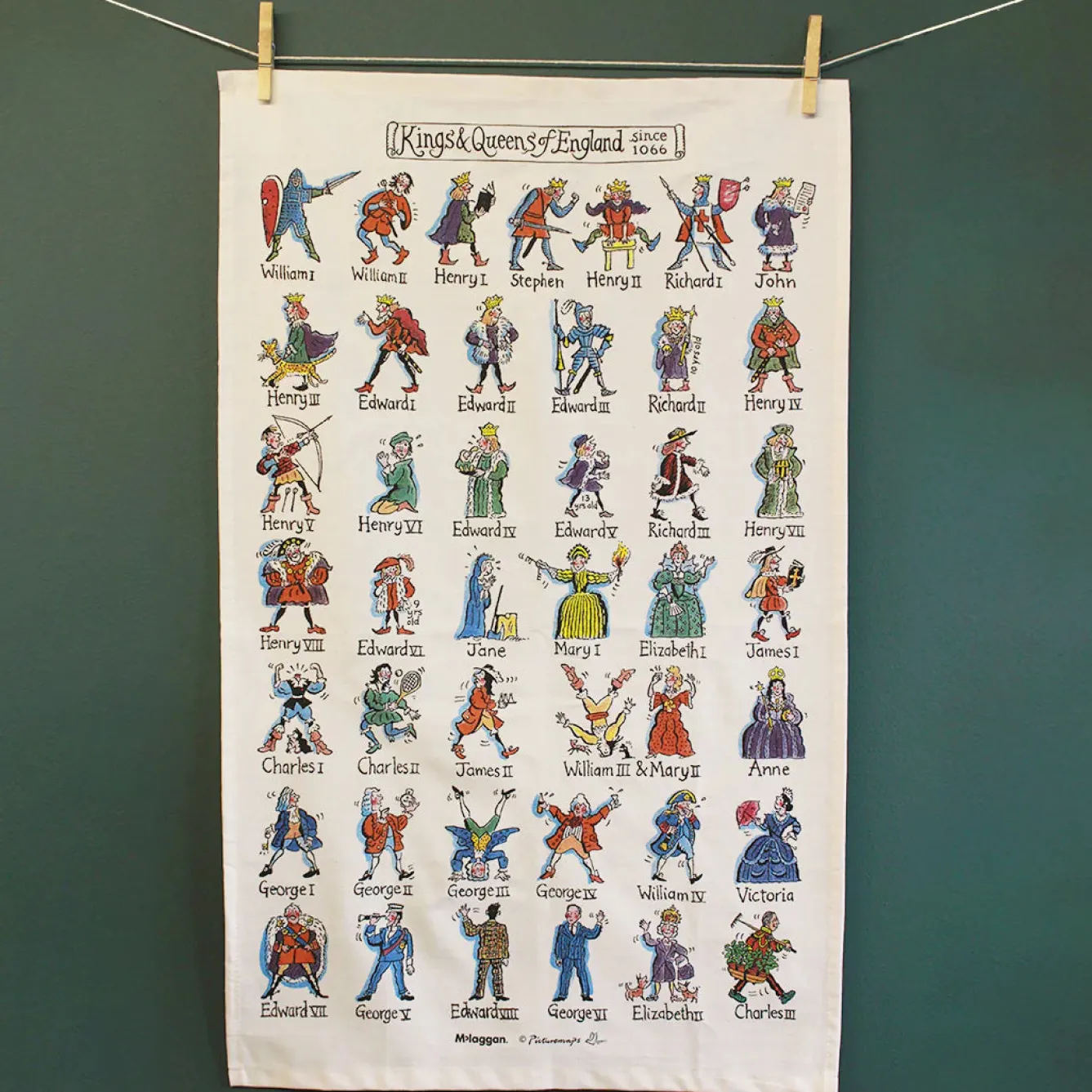 Picturemaps Kings and Queens of England Tea Towel- Tea|Tea Towels