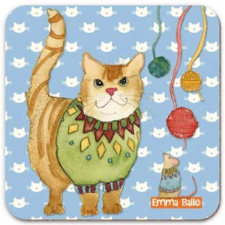 Emma Ball Kitten and Mousie Coaster- Tea|Coasters