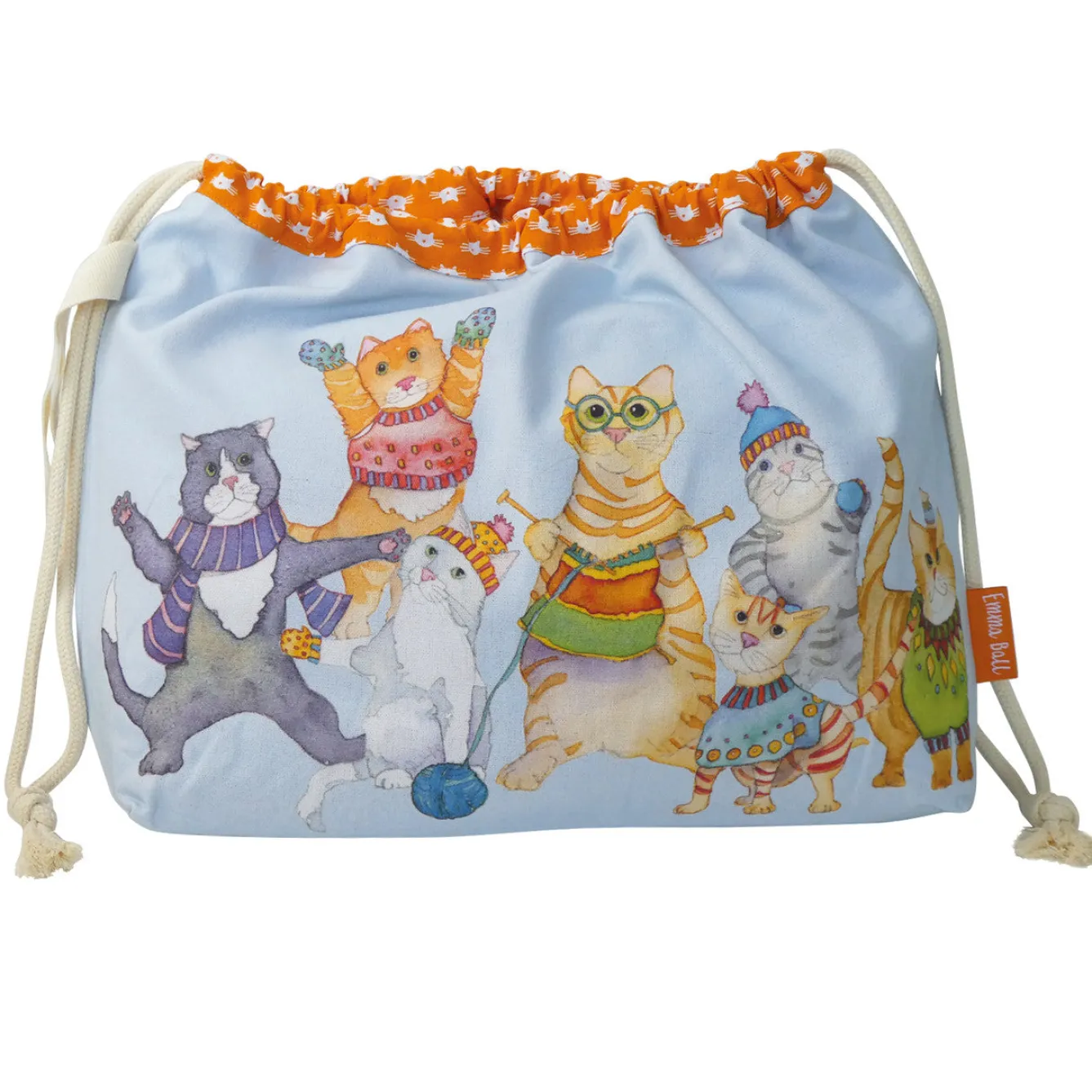 Emma Ball Kittens in Mittens Drawstring Cotton Bag- Crafts|Bags