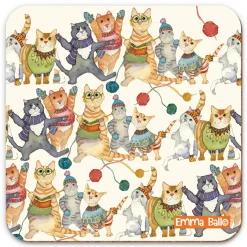 Emma Ball Kittens in Mittens Patterned Coaster- Tea|Coasters