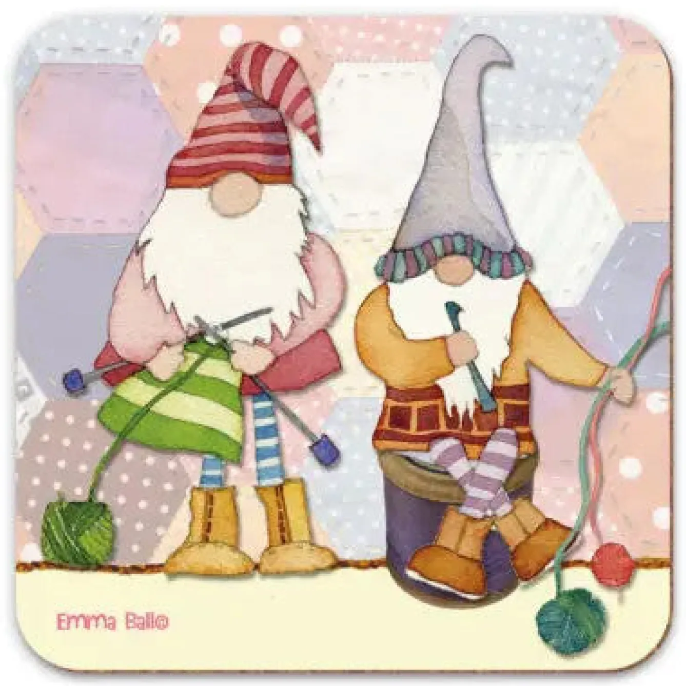Emma Ball Knitting Gnomes Coaster- Tea|Coasters