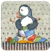 Emma Ball Knitting Woolly Puffins Coaster- Tea|Coasters