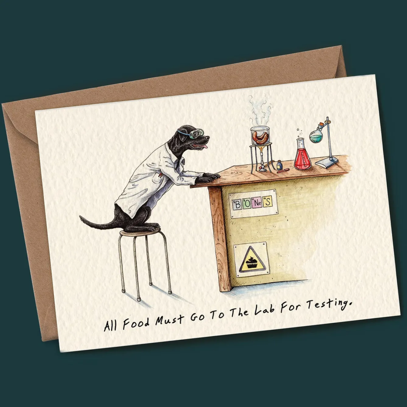 Bewilderbeest Lab Testing Greetings Card- Greeting Cards