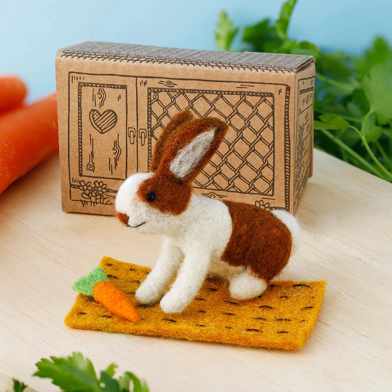 Sew Heart Felt Lettuce Rabbit with Carrot Nibbles- Children