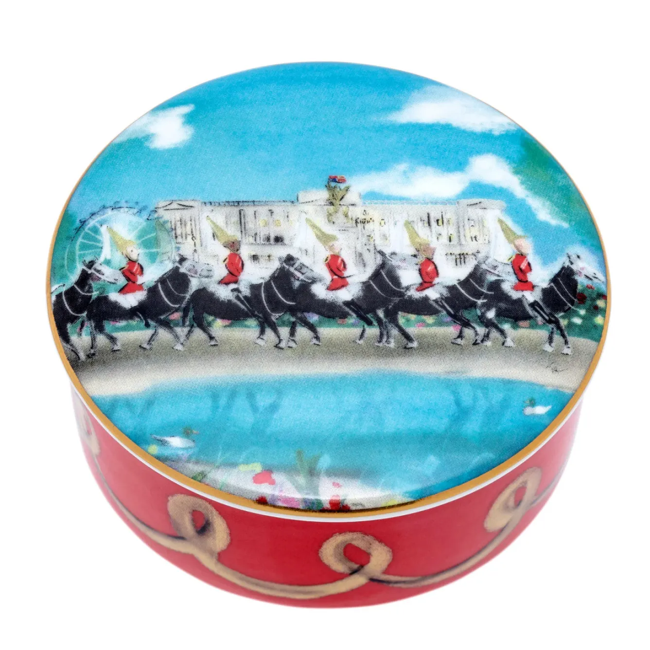 Halcyon Days Life Guards on Parade Bone China Round Trinket Box- Royal|Royal Family
