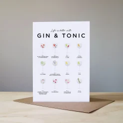 Everlong Print Co. Life is Better with Gin & Tonic Card- Greeting Cards