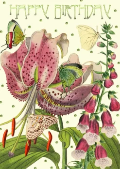 Madame Treacle Lily Glitter Birthday Card- Greeting Cards