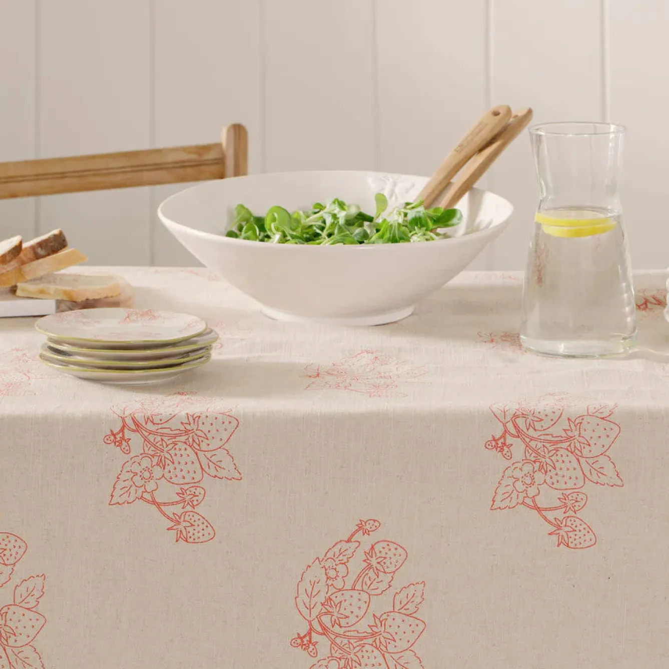 Sophie Allport Linen Blend Strawberries Table Cloth- Tea