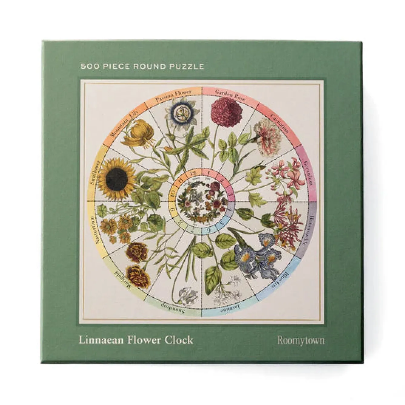 Roomytown Linnaean Flower Clock 500 Piece Round Jigsaw Puzzle- Puzzles