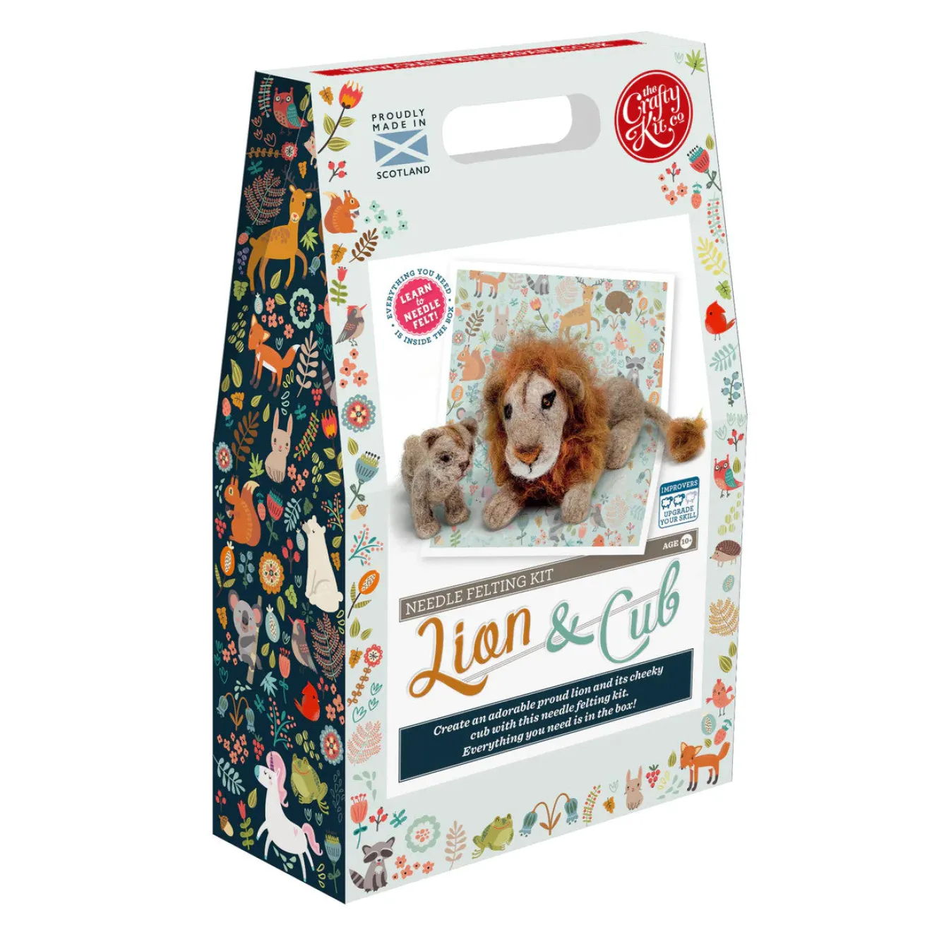 The Crafty Kit Co. Lion & Cub Needle Felting Craft Kit- Crafts|Children
