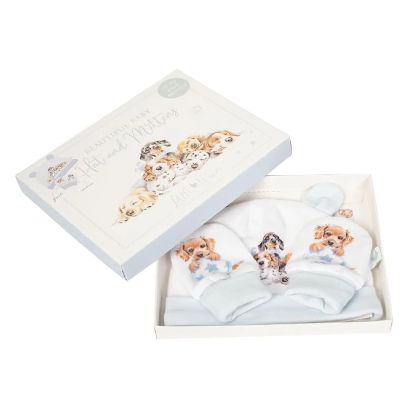 Wrendale Designs 'Little Paws' Dog Baby Hat and Mittens Set- Children