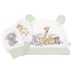 Wrendale Designs 'Little Savannah' African Animals Baby Hat and Mittens Set- Children