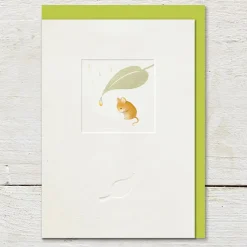 Ginger Betty Little Windows Sheltering Mouse Greetings Card- Greeting Cards