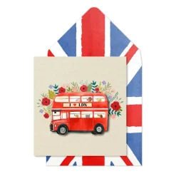 Tache Cards London Bus Floral Card- Greeting Cards