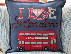Jan Constantine London Bus Pillow- Pillows & Throws