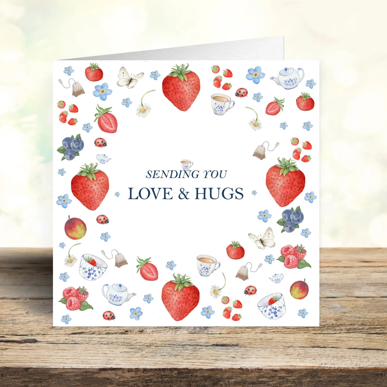 West Country Designs 'Love & Hugs' Strawberry Art Card- Valentine's Day|Greeting Cards