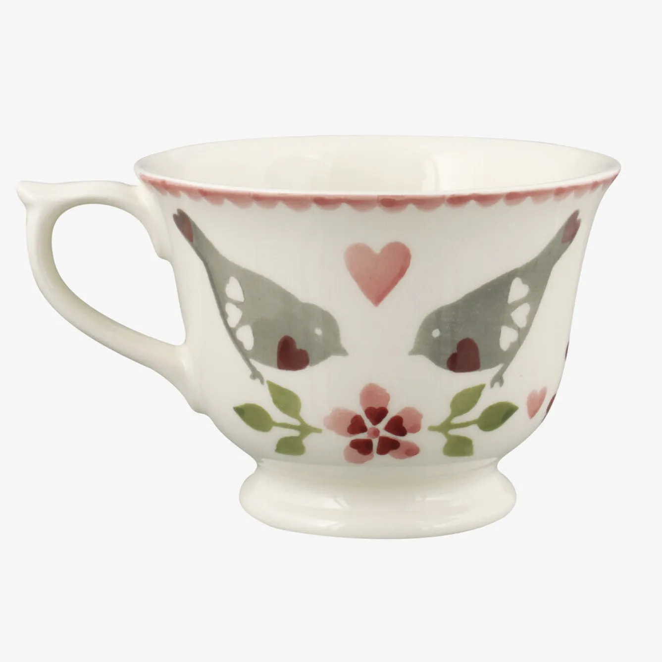Emma Bridgewater Lovebirds Large Teacup & Saucer Boxed- Valentine's Day