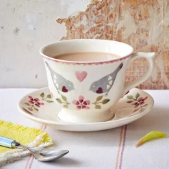 Emma Bridgewater Lovebirds Large Teacup & Saucer Boxed- Valentine's Day