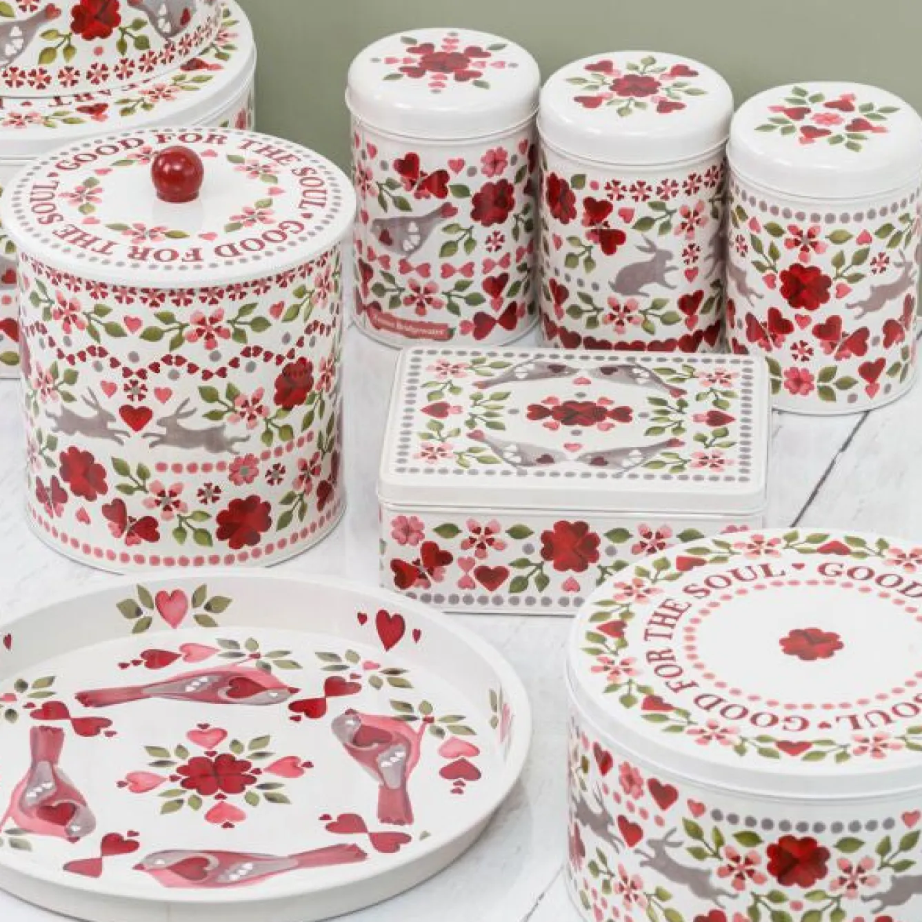 Emma Bridgewater Lovebirds Set of 3 Cake Tins- Valentine's Day|Pinks