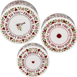 Emma Bridgewater Lovebirds Set of 3 Cake Tins- Valentine's Day|Pinks