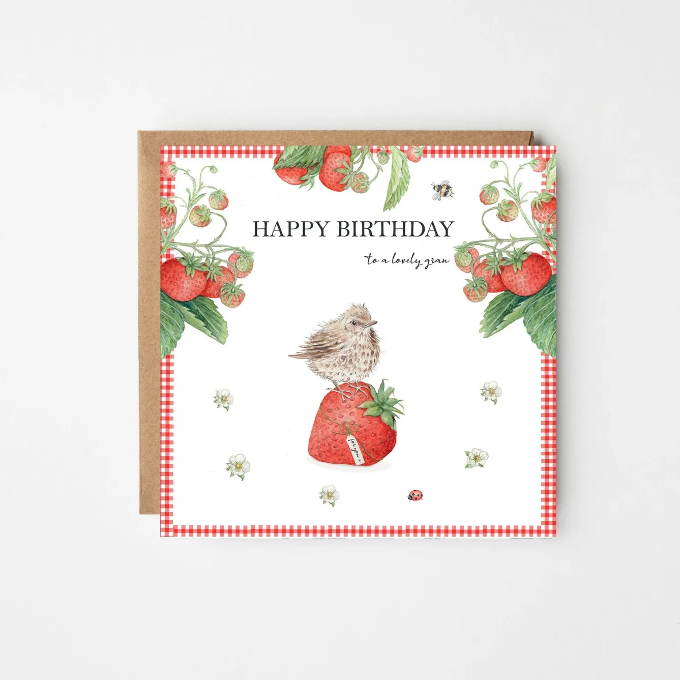 West Country Designs 'Lovely Gran' Strawberry & Bird Birthday Card- Greeting Cards