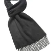 Bronte Moon Luxury Black Merino Lambswool Scarf- Umbrellas