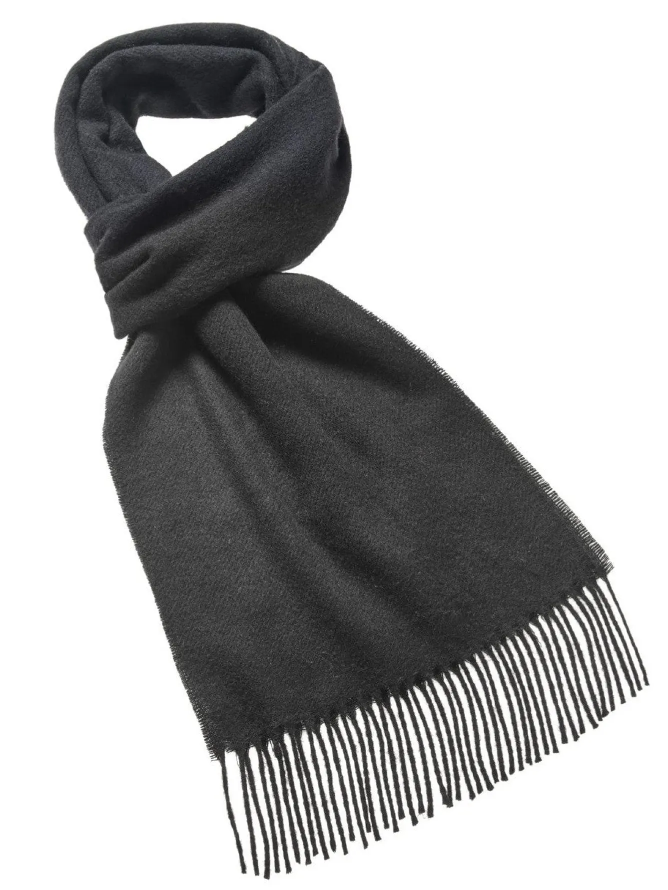 Bronte Moon Luxury Black Merino Lambswool Scarf- Umbrellas