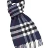 Bronte Moon Luxury Westminster Navy Merino Lambswool Scarf- Umbrellas