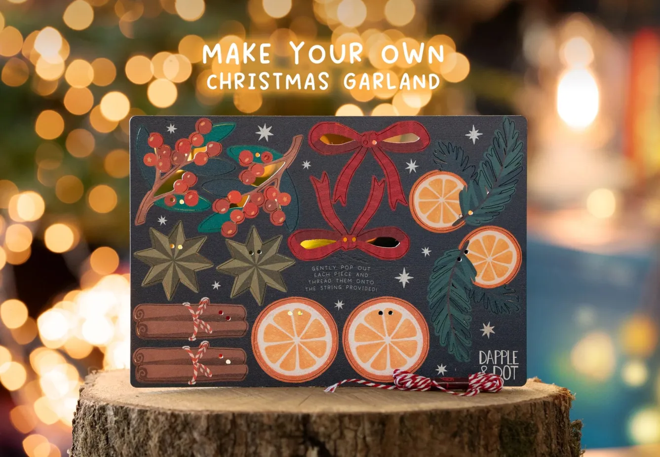 Dapple & Dot Make Your Own Wooden Spiced Orange Christmas Garland- Christmas