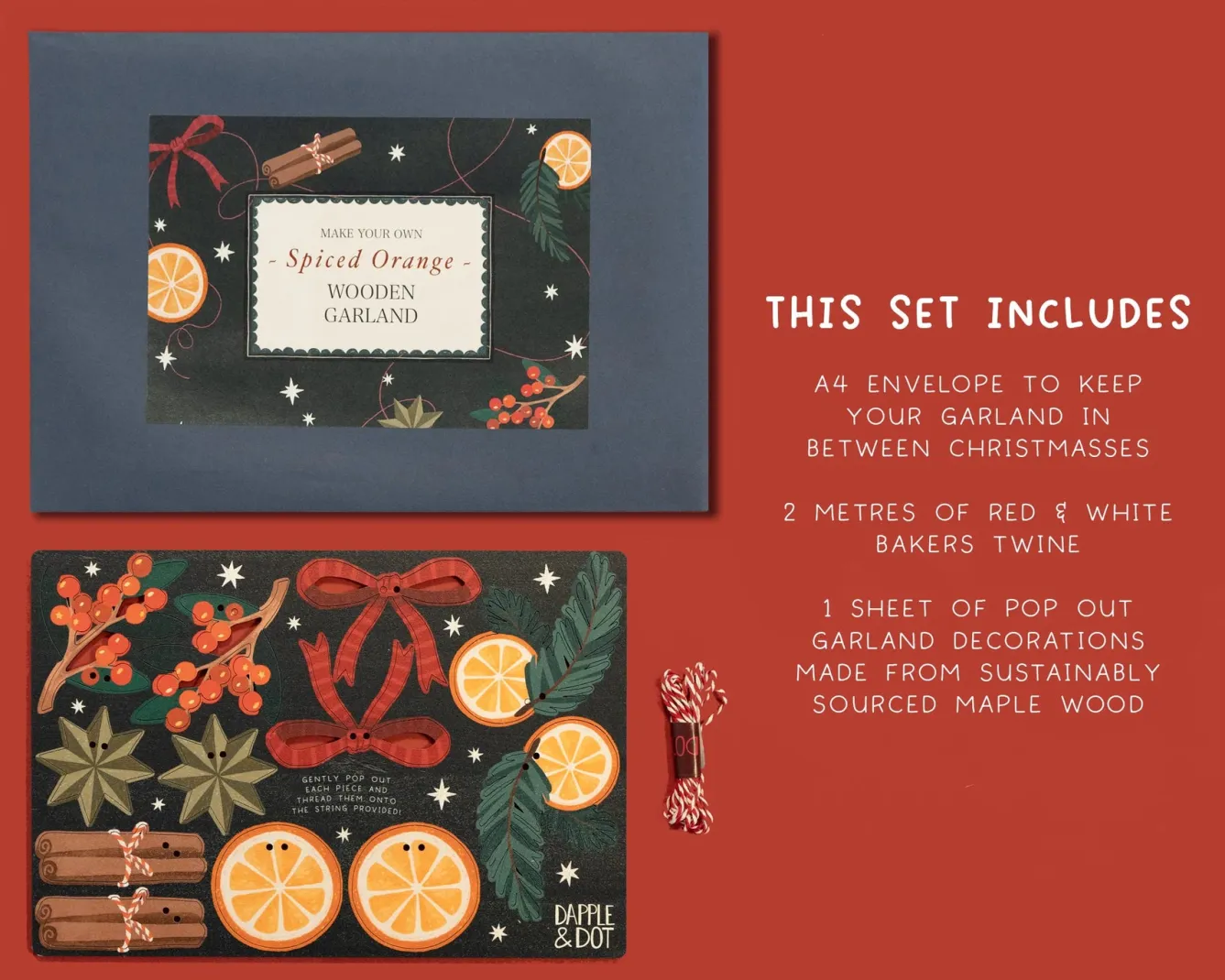 Dapple & Dot Make Your Own Wooden Spiced Orange Christmas Garland- Christmas