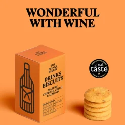 The Drinks Bakery Mature Cheddar, Chilli and Almond Drinks Biscuits 36g- Tea|Snacks & Crackers