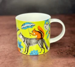 Repeat Repeat Menagerie Fox Bone China Mug- Green- Whimsical|Animals