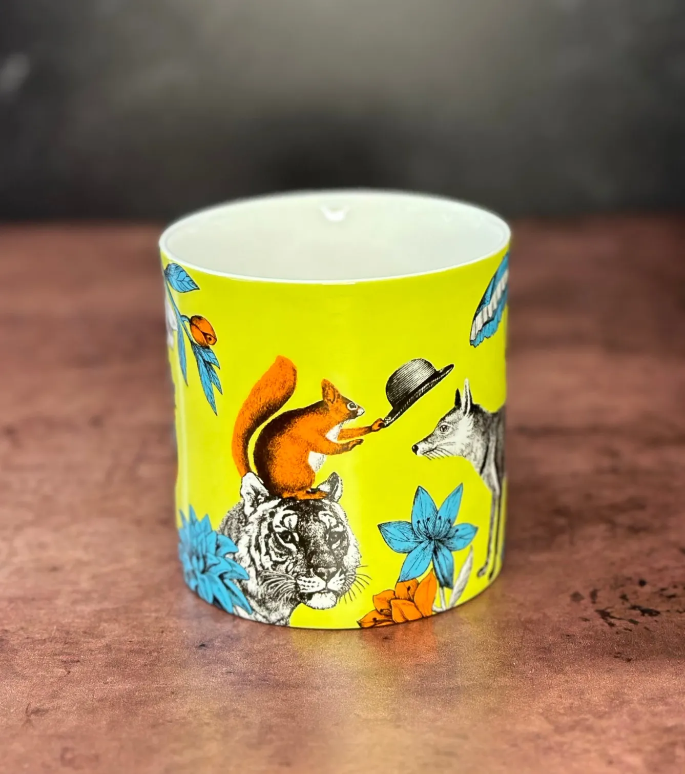 Repeat Repeat Menagerie Fox Bone China Mug- Green- Whimsical|Animals