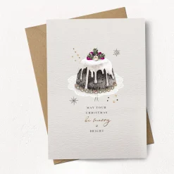 Stephanie Davies Merry and Bright Little Pudding Christmas Card- Greeting Cards