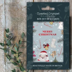 Toasted Crumpet Merry Christmas Set of 6 Boxed Mini Christmas Cards- Christmas Cards|Christmas
