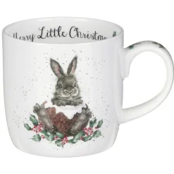 Wrendale Designs 'Merry Little Christmas' Rabbit Small Bone China Mug (11oz)- Animals|Animals
