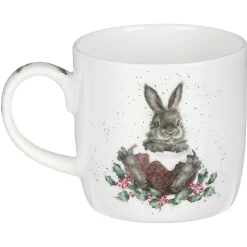 Wrendale Designs 'Merry Little Christmas' Rabbit Small Bone China Mug (11oz)- Animals|Animals