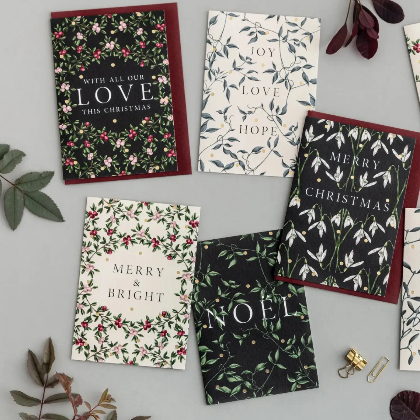 Catherine Lewis Merry Nouveau - Box of 8 Luxury Botanical Christmas Cards- Christmas Cards|Christmas