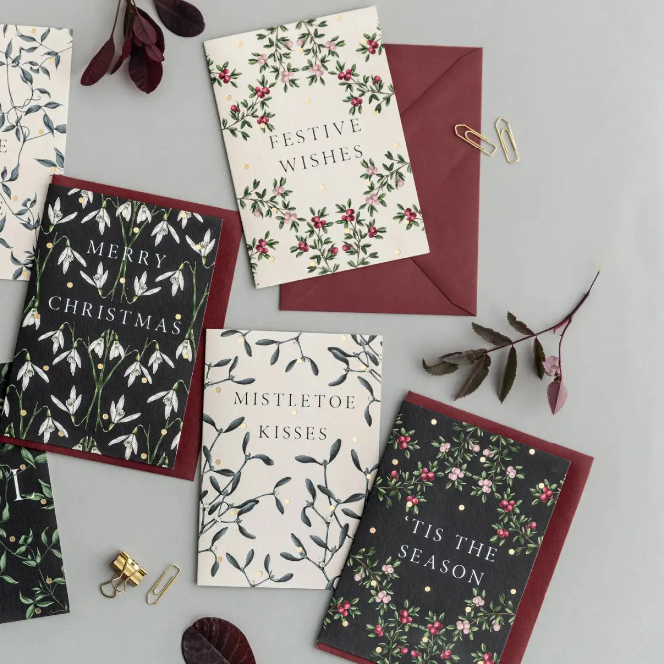 Catherine Lewis Merry Nouveau - Box of 8 Luxury Botanical Christmas Cards- Christmas Cards|Christmas